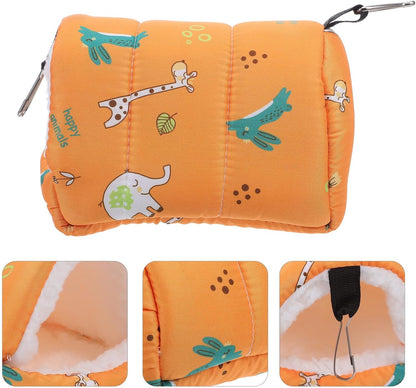 Small Pet Hamster Bed and Parrot Hanging Fleece Hammock, Warm Winter Nest with Thickened Cotton, Yellow 16x13x16 Cm, Cozy Shelter for Cage and Small Animals