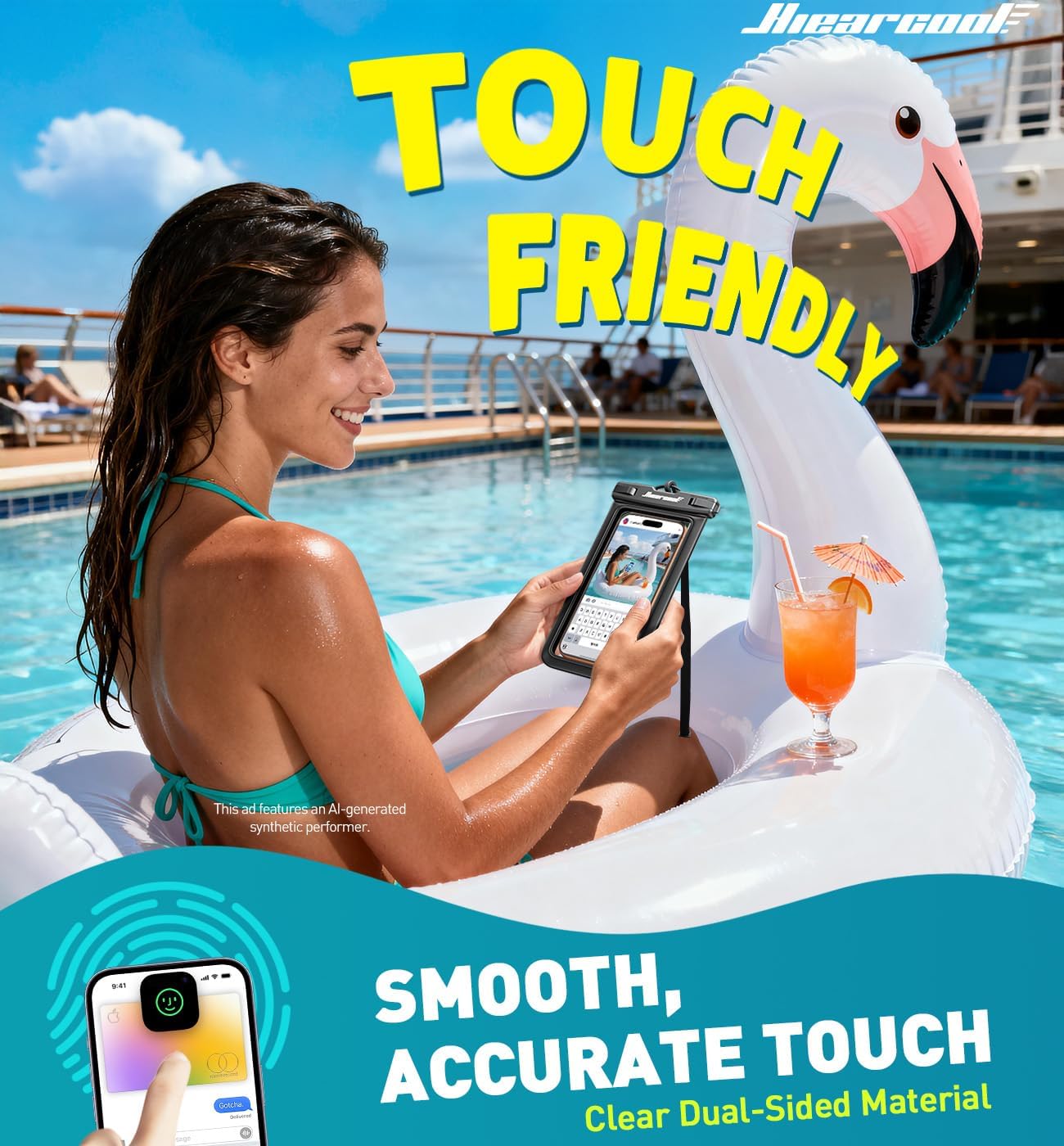 Waterproof Phone Pouch, IPX8 Waterproof Phone Case for iPhone 17/16/15/14 Pro Max, Cell Phone Dry Bag for Beach & Cruise Essentials, Touch Screen, Lanyard Included, 2 Pack (Fits Up to 8.9”)