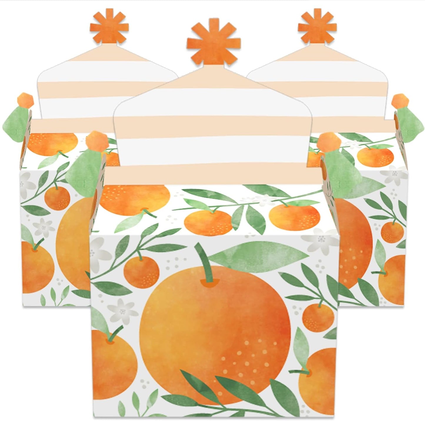 Little Cutie Clementine - Treat Box Party Favors - Orange Citrus Baby Shower or Birthday Party Goodie Gable Boxes - Set of 12