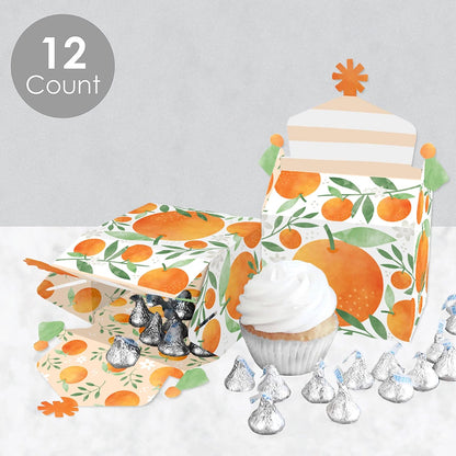 Little Cutie Clementine - Treat Box Party Favors - Orange Citrus Baby Shower or Birthday Party Goodie Gable Boxes - Set of 12