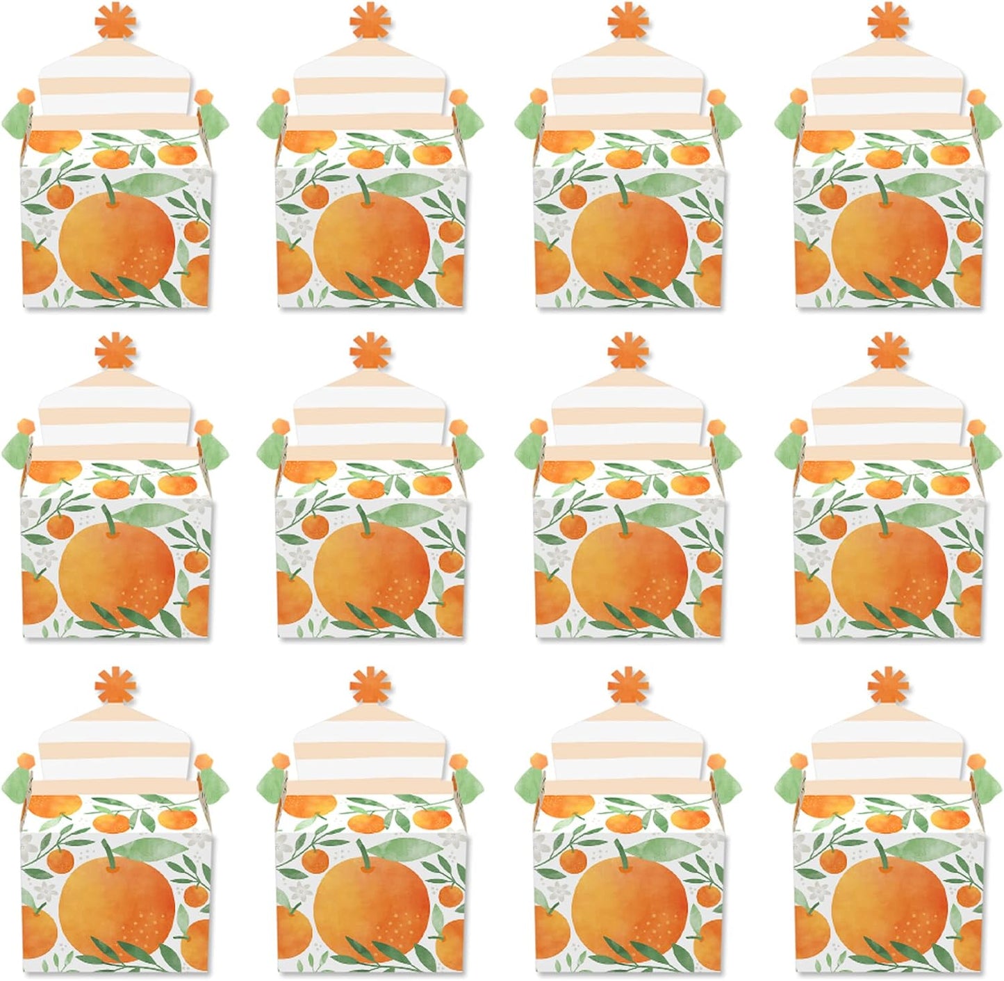 Little Cutie Clementine - Treat Box Party Favors - Orange Citrus Baby Shower or Birthday Party Goodie Gable Boxes - Set of 12