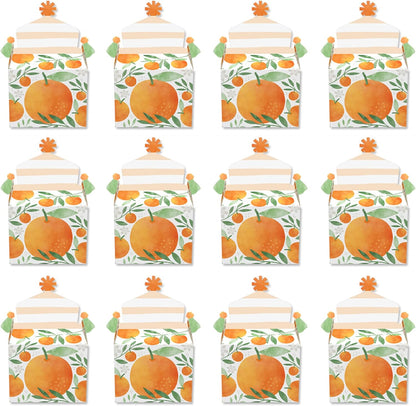 Little Cutie Clementine - Treat Box Party Favors - Orange Citrus Baby Shower or Birthday Party Goodie Gable Boxes - Set of 12