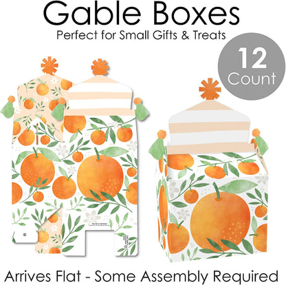 Little Cutie Clementine - Treat Box Party Favors - Orange Citrus Baby Shower or Birthday Party Goodie Gable Boxes - Set of 12