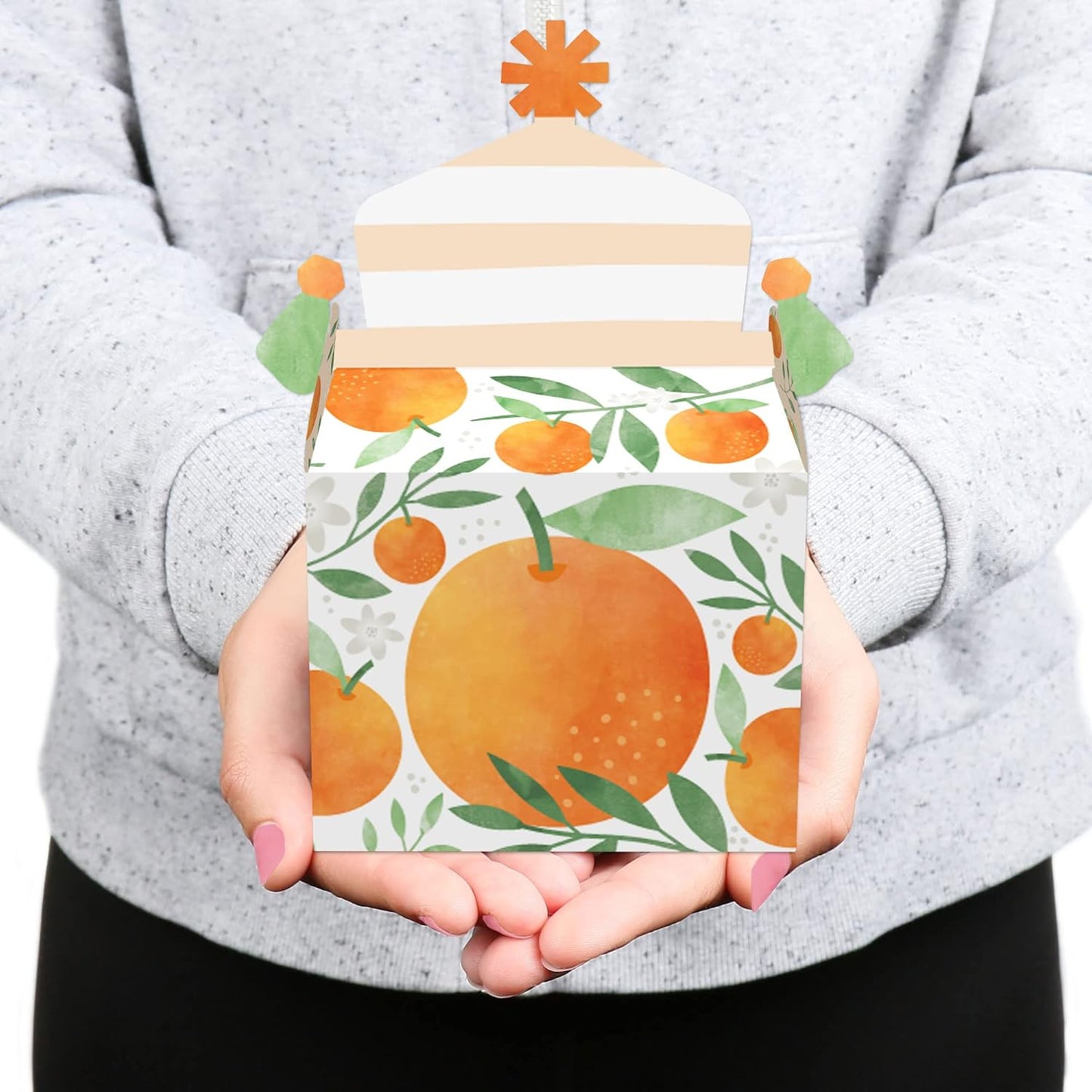Little Cutie Clementine - Treat Box Party Favors - Orange Citrus Baby Shower or Birthday Party Goodie Gable Boxes - Set of 12