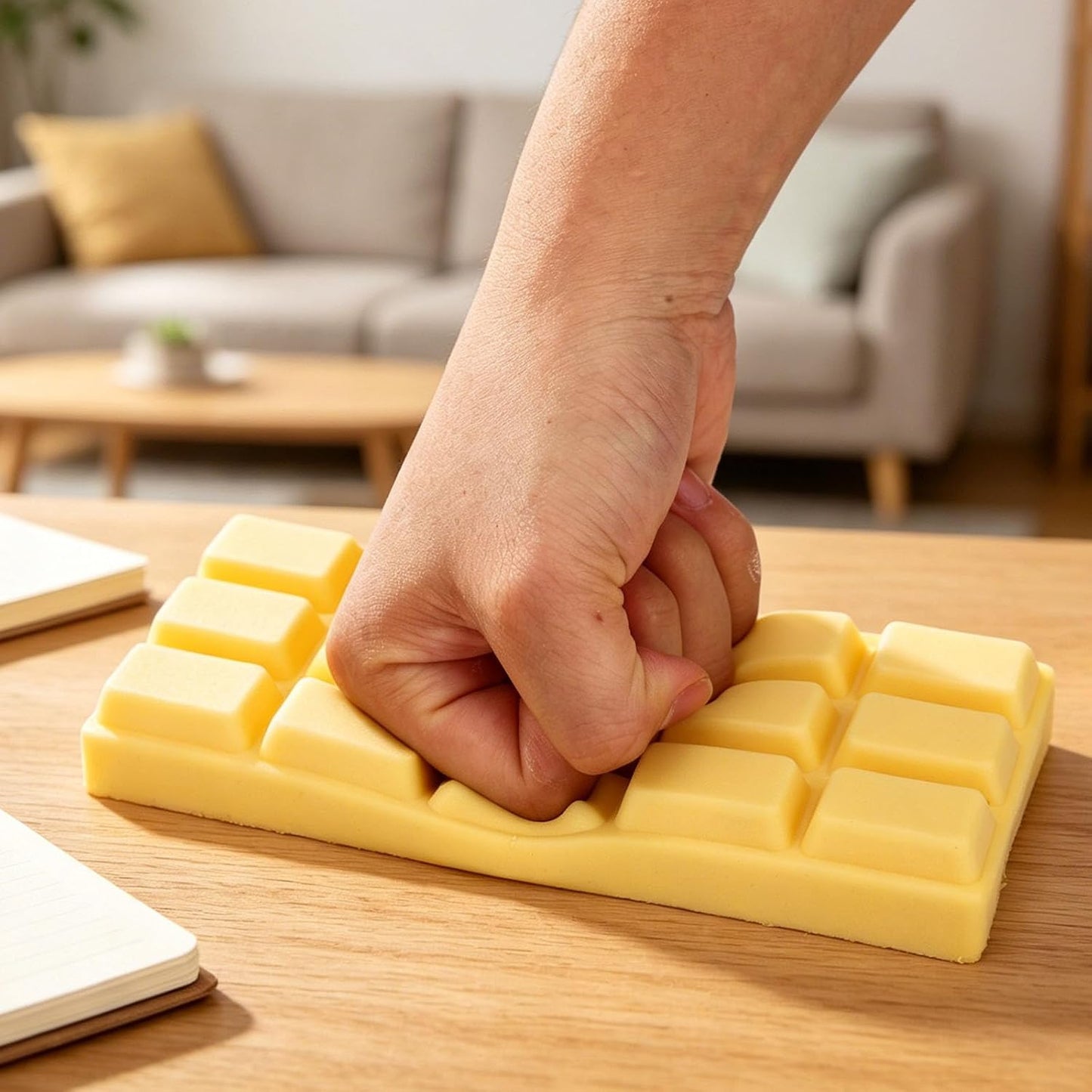 Slow Rising Chocolate Bar Squishy, Fake Chocolate Squeeze Plaything Squishy Slow Rise Soft Realistic Giant Food Fidget Toy Suitable for Adults Office Home Desk Focus and Party Favor (Yellow)
