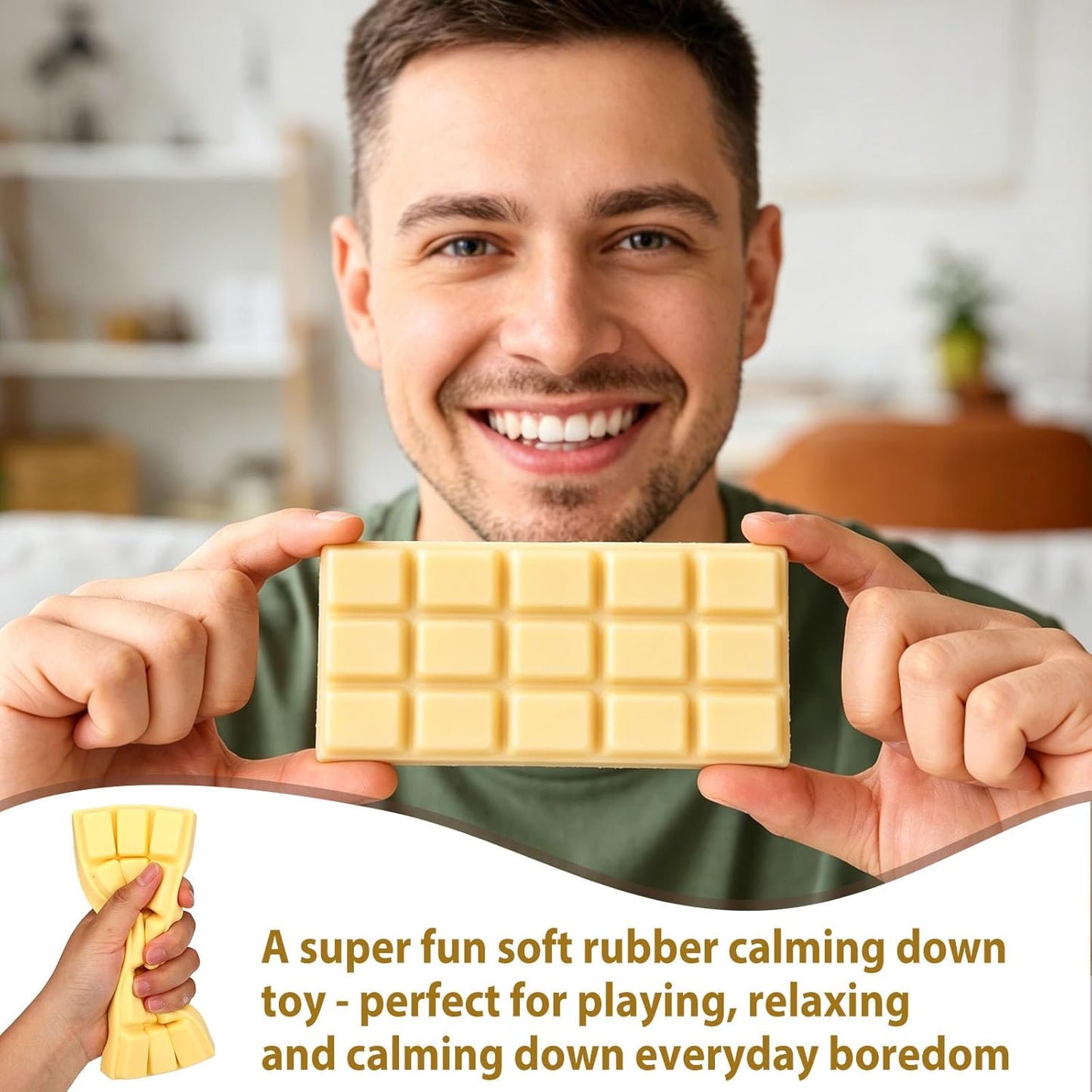 Slow Rising Chocolate Bar Squishy, Fake Chocolate Squeeze Plaything Squishy Slow Rise Soft Realistic Giant Food Fidget Toy Suitable for Adults Office Home Desk Focus and Party Favor (Yellow)