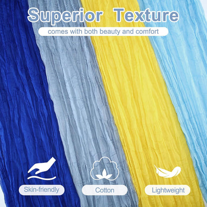 4 Pack Amalfi Coast Blue Yellow Lemon Cheesecloth Table Runner 10 ft Capri Lemon Italian Gauze Cloth Sheer Table for Wedding Bridal Baby Shower Mediterranean Party Decoration
