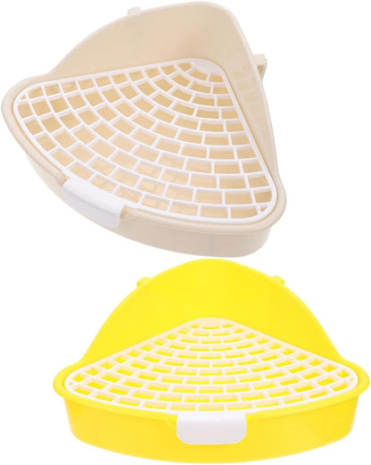 2pcs Small Animal Potty Pet Toilet for Hamsters Rabbits and Guinea Pigs Durable Litter Box White Yellow