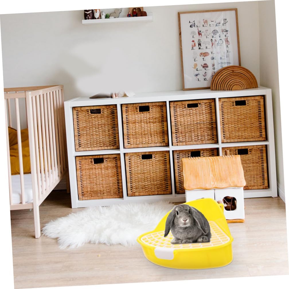 2pcs Small Animal Potty Pet Toilet for Hamsters Rabbits and Guinea Pigs Durable Litter Box White Yellow
