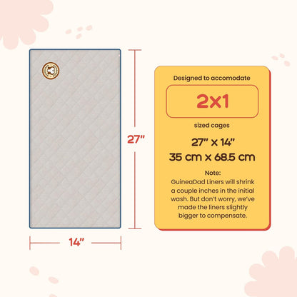 Original Liner - Yellow Fleece Guinea Pig Bedding - Reusable Guinea Pig Cage Liner - Extra Absorbent with Waterproof Bottom and Burrowing Pocket - Small Pet Supplies - 2x3 C&C