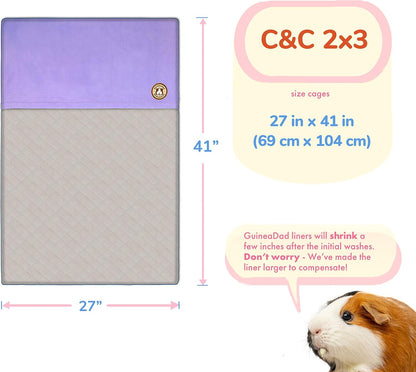 Original Liner - Yellow Fleece Guinea Pig Bedding - Reusable Guinea Pig Cage Liner - Extra Absorbent with Waterproof Bottom and Burrowing Pocket - Small Pet Supplies - 2x3 C&C