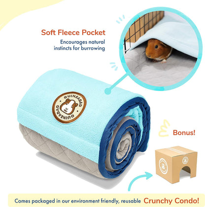 Original Liner - Yellow Fleece Guinea Pig Bedding - Reusable Guinea Pig Cage Liner - Extra Absorbent with Waterproof Bottom and Burrowing Pocket - Small Pet Supplies - 2x3 C&C