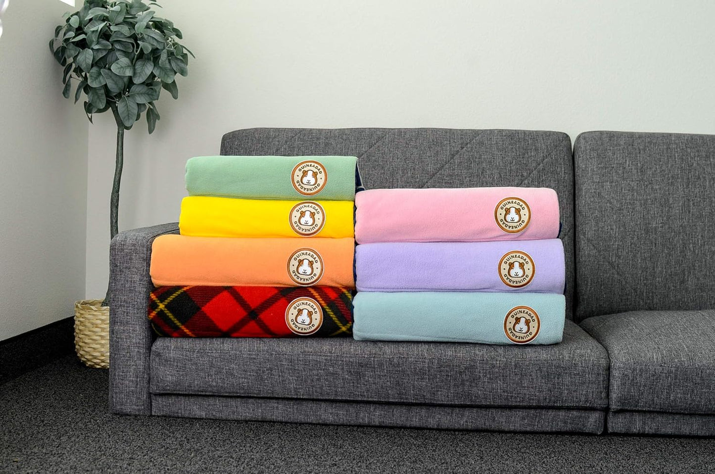 Original Liner - Yellow Fleece Guinea Pig Bedding - Reusable Guinea Pig Cage Liner - Extra Absorbent with Waterproof Bottom and Burrowing Pocket - Small Pet Supplies - 2x3 C&C
