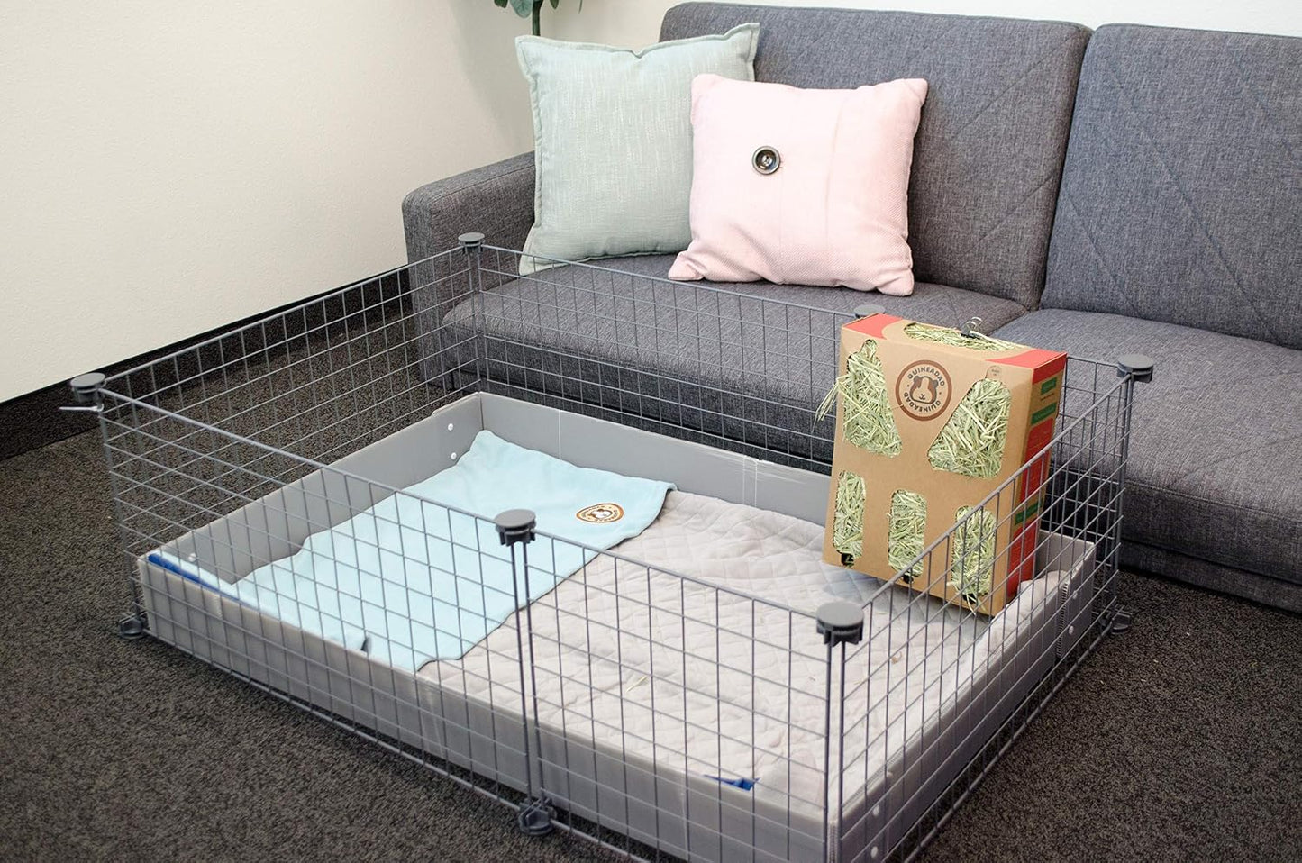 Original Liner - Yellow Fleece Guinea Pig Bedding - Reusable Guinea Pig Cage Liner - Extra Absorbent with Waterproof Bottom and Burrowing Pocket - Small Pet Supplies - 2x3 C&C