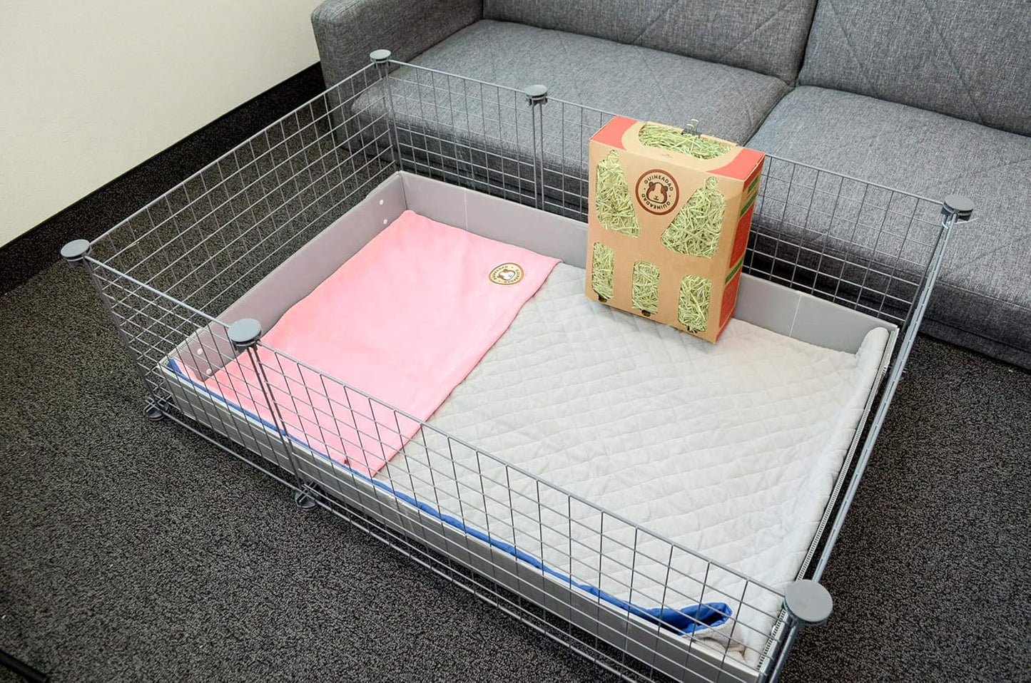 Original Liner - Yellow Fleece Guinea Pig Bedding - Reusable Guinea Pig Cage Liner - Extra Absorbent with Waterproof Bottom and Burrowing Pocket - Small Pet Supplies - 2x3 C&C