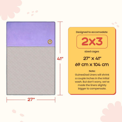 Original Liner - Yellow Fleece Guinea Pig Bedding - Reusable Guinea Pig Cage Liner - Extra Absorbent with Waterproof Bottom and Burrowing Pocket - Small Pet Supplies - 2x3 C&C