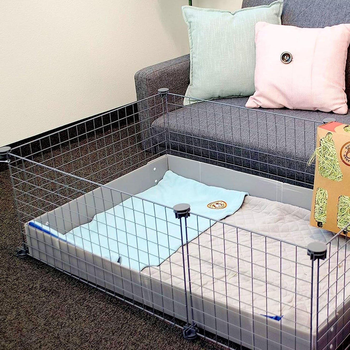 Original Liner - Yellow Fleece Guinea Pig Bedding - Reusable Guinea Pig Cage Liner - Extra Absorbent with Waterproof Bottom and Burrowing Pocket - Small Pet Supplies - 2x3 C&C