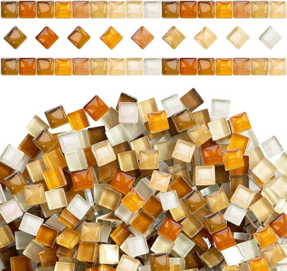 1200pcs Red Orange Yellow Mix Crystal Glass Mosaic Tiles – 0.4 Inch Square Bulk Mosaic Supplies for Crafts & DIY Projects