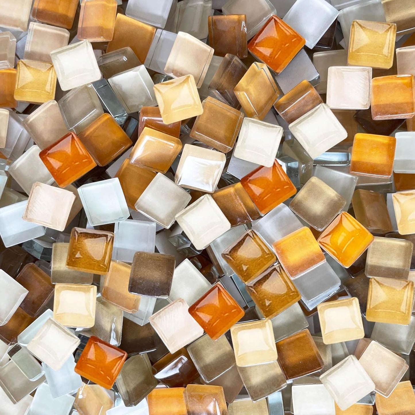 1200pcs Red Orange Yellow Mix Crystal Glass Mosaic Tiles – 0.4 Inch Square Bulk Mosaic Supplies for Crafts & DIY Projects