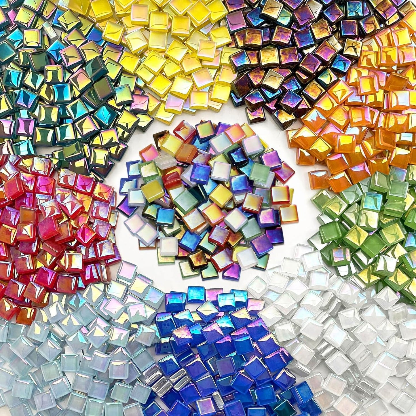 1200pcs Red Orange Yellow Mix Crystal Glass Mosaic Tiles – 0.4 Inch Square Bulk Mosaic Supplies for Crafts & DIY Projects