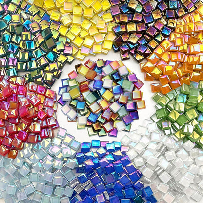 1200pcs Red Orange Yellow Mix Crystal Glass Mosaic Tiles – 0.4 Inch Square Bulk Mosaic Supplies for Crafts & DIY Projects