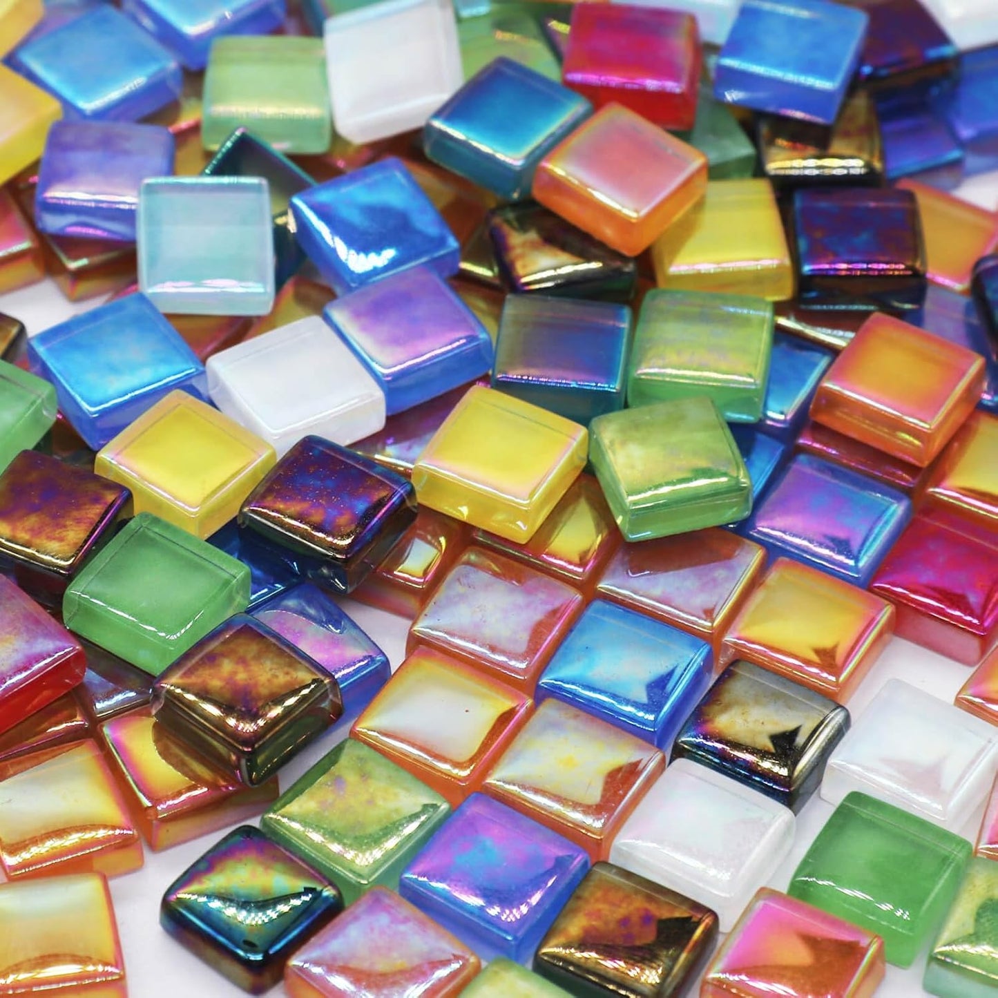 1200pcs Red Orange Yellow Mix Crystal Glass Mosaic Tiles – 0.4 Inch Square Bulk Mosaic Supplies for Crafts & DIY Projects