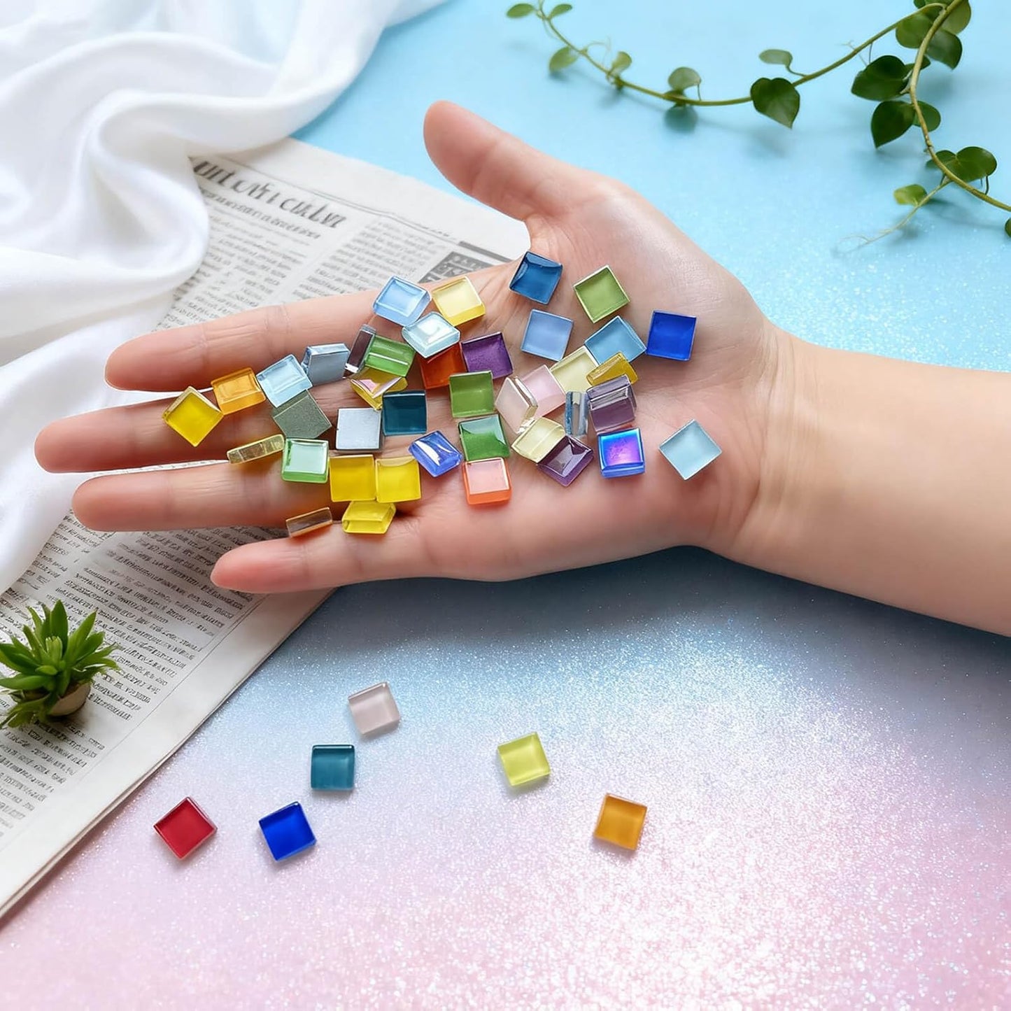 1200pcs Red Orange Yellow Mix Crystal Glass Mosaic Tiles – 0.4 Inch Square Bulk Mosaic Supplies for Crafts & DIY Projects