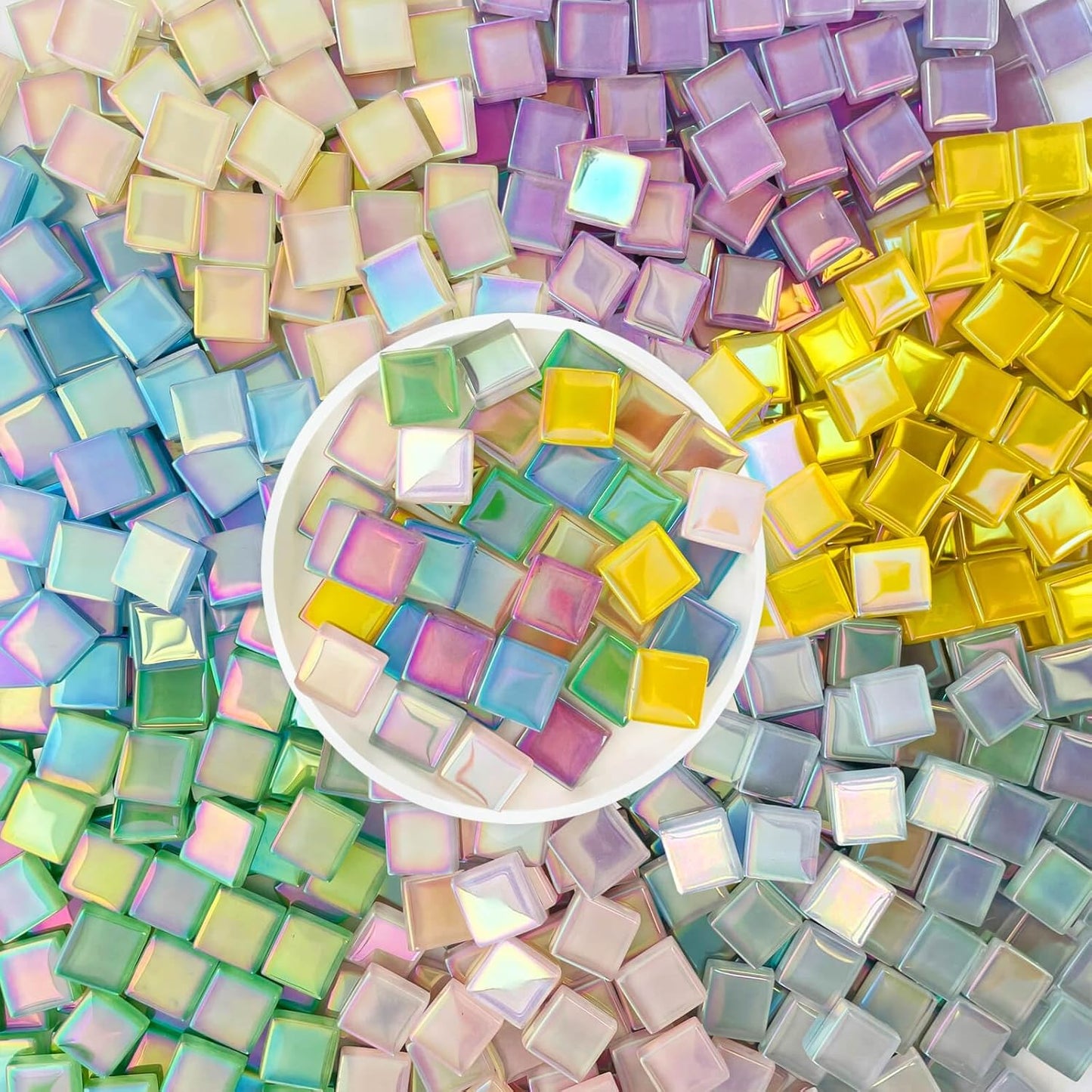 1200pcs Red Orange Yellow Mix Crystal Glass Mosaic Tiles – 0.4 Inch Square Bulk Mosaic Supplies for Crafts & DIY Projects