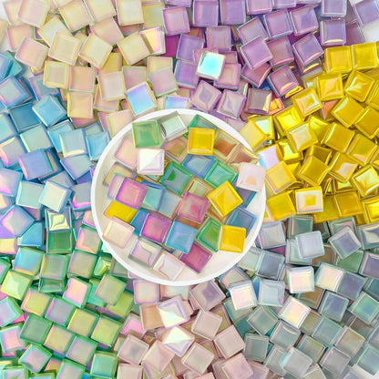 1200pcs Red Orange Yellow Mix Crystal Glass Mosaic Tiles – 0.4 Inch Square Bulk Mosaic Supplies for Crafts & DIY Projects