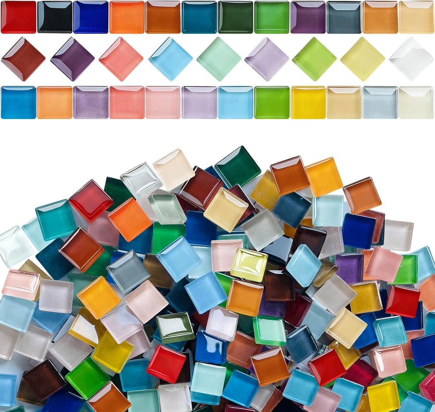 1200pcs Red Orange Yellow Mix Crystal Glass Mosaic Tiles – 0.4 Inch Square Bulk Mosaic Supplies for Crafts & DIY Projects