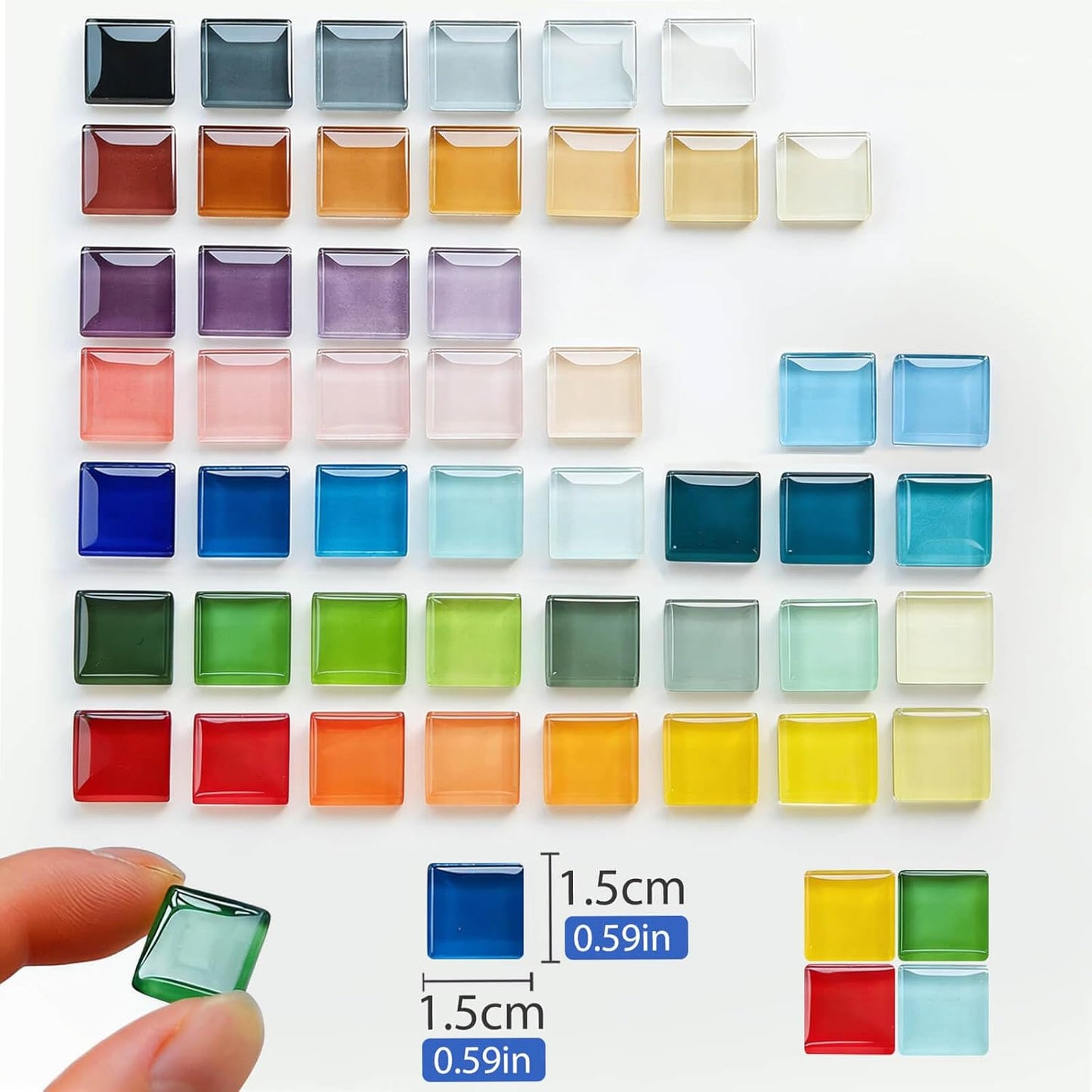1200pcs Red Orange Yellow Mix Crystal Glass Mosaic Tiles – 0.4 Inch Square Bulk Mosaic Supplies for Crafts & DIY Projects