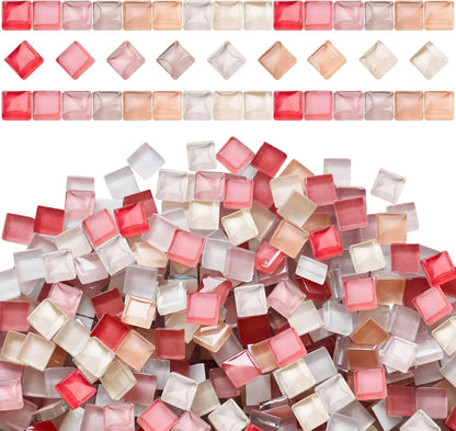 1200pcs Red Orange Yellow Mix Crystal Glass Mosaic Tiles – 0.4 Inch Square Bulk Mosaic Supplies for Crafts & DIY Projects