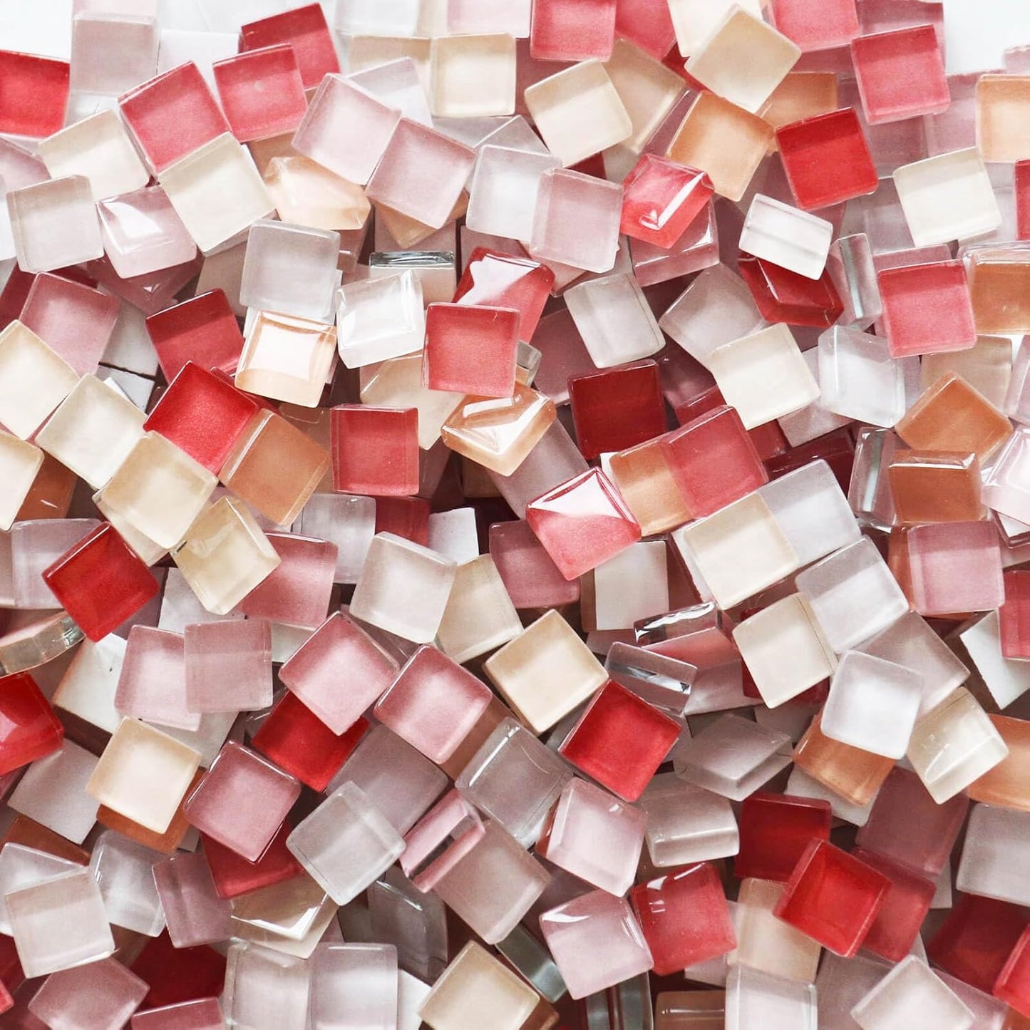 1200pcs Red Orange Yellow Mix Crystal Glass Mosaic Tiles – 0.4 Inch Square Bulk Mosaic Supplies for Crafts & DIY Projects