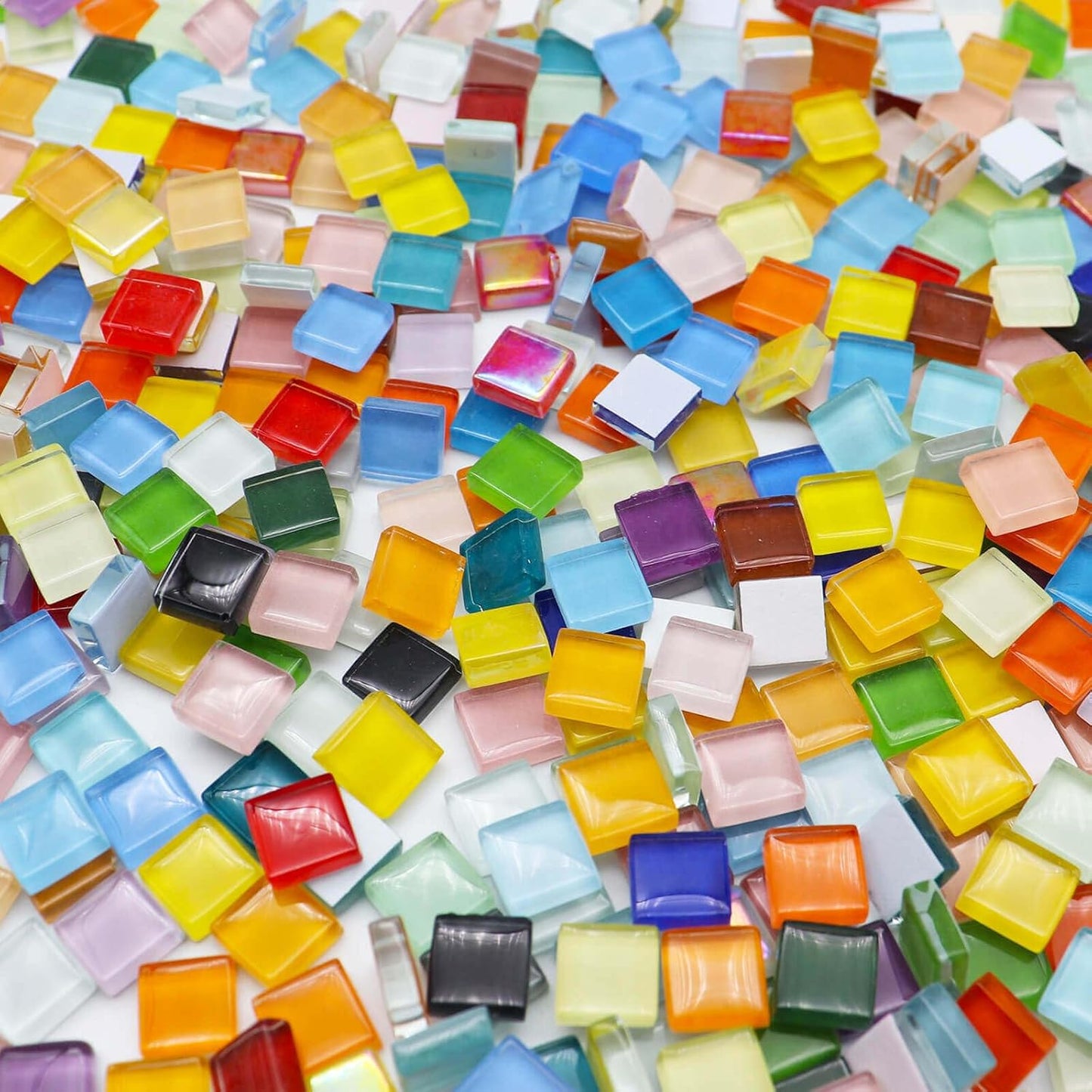 1200pcs Red Orange Yellow Mix Crystal Glass Mosaic Tiles – 0.4 Inch Square Bulk Mosaic Supplies for Crafts & DIY Projects