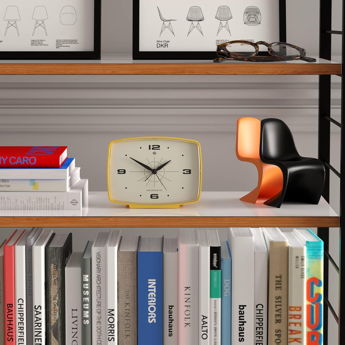 ® Brooklyn Alarm Clock | Rectangular Retro Design | Citrus Yellow | Ideal for Bedside, Desk, Shelf & Mantel | Mid-Century Retro Bedroom & Office Accessory