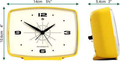 ® Brooklyn Alarm Clock | Rectangular Retro Design | Citrus Yellow | Ideal for Bedside, Desk, Shelf & Mantel | Mid-Century Retro Bedroom & Office Accessory