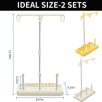2 Pack Thread Holders, Embroidery & Sewing Machine Organizer, 3 Spool Thread Rack, Suitable for Beginners & Adults, White-Yellow