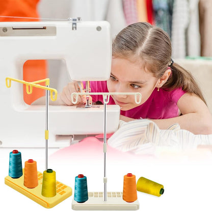 2 Pack Thread Holders, Embroidery & Sewing Machine Organizer, 3 Spool Thread Rack, Suitable for Beginners & Adults, White-Yellow