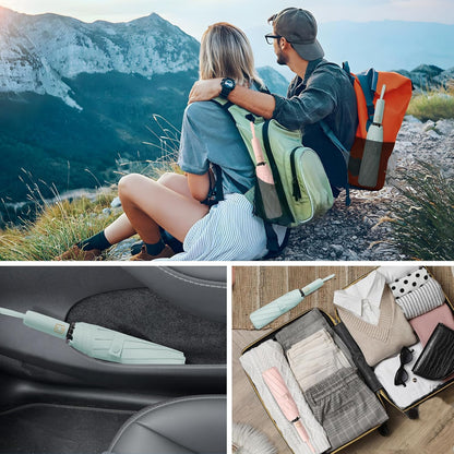 2-Pack Windproof, Waterproof, UV-Blocking Portable Travel Umbrella, Compact Sun & Rain Folding Umbrella, Double Rib Structure, Large Auto Open and Close Car Umbrella