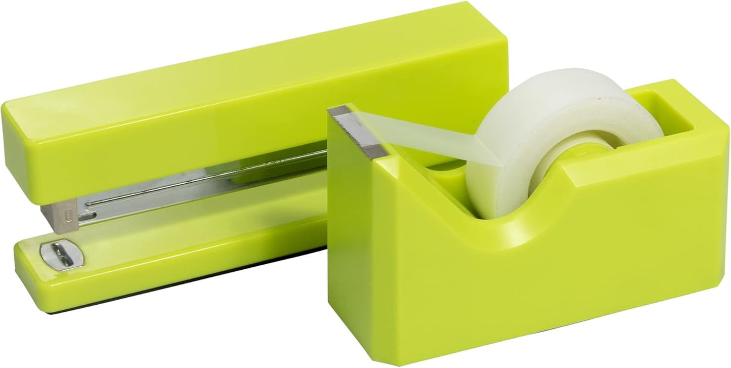 Office & Desk Sets - 1 Stapler & 1 Tape Dispenser - Yellow - 2/Pack