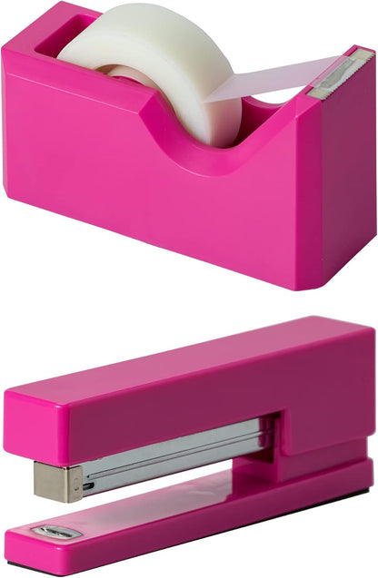 Office & Desk Sets - 1 Stapler & 1 Tape Dispenser - Yellow - 2/Pack