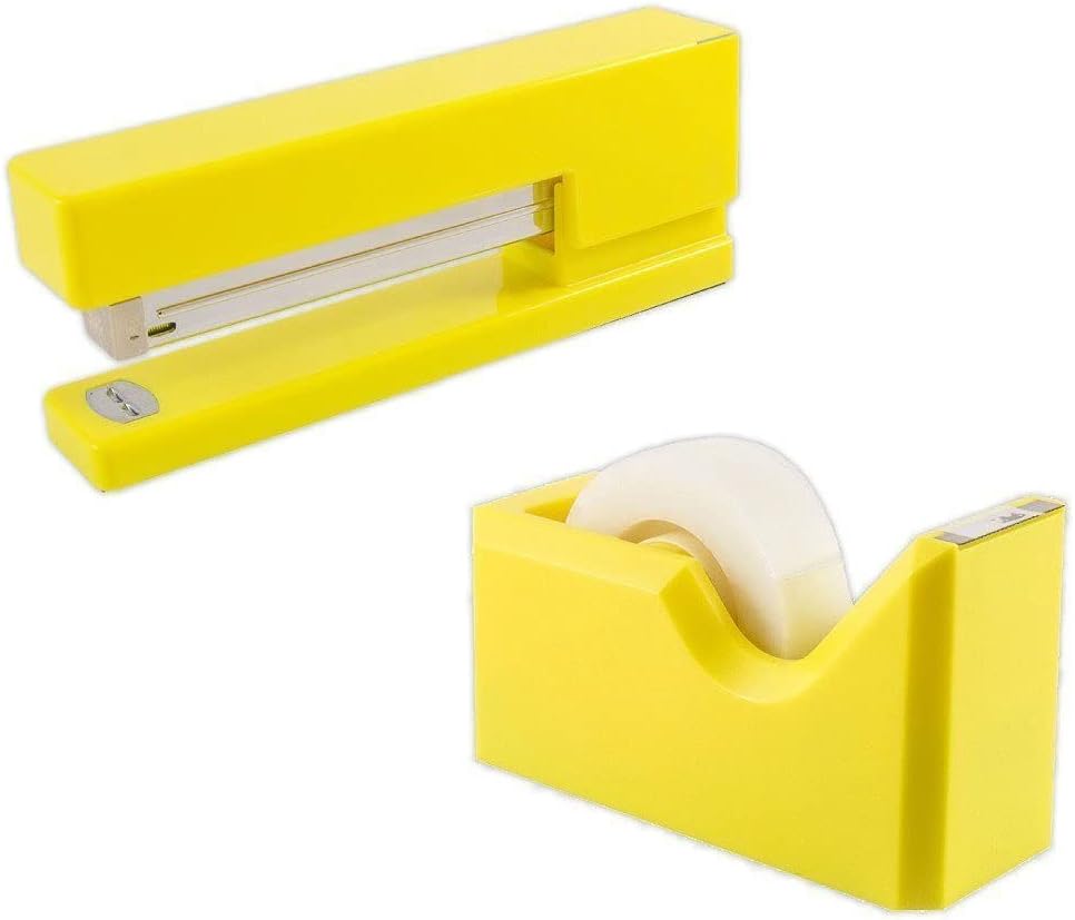 Office & Desk Sets - 1 Stapler & 1 Tape Dispenser - Yellow - 2/Pack