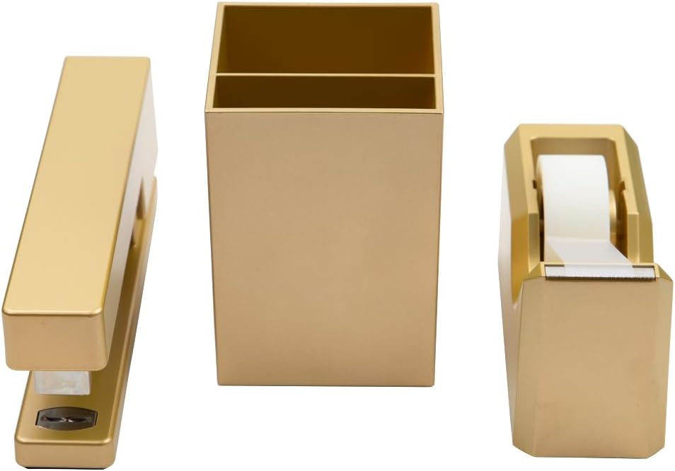 Office & Desk Sets - 1 Stapler & 1 Tape Dispenser - Yellow - 2/Pack