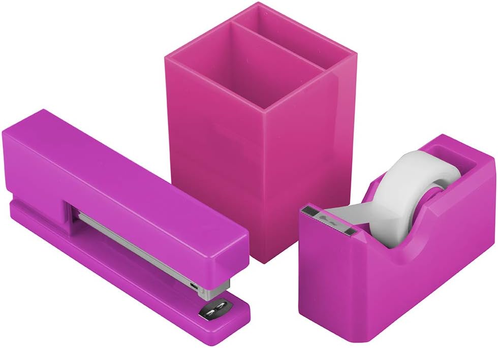 Office & Desk Sets - 1 Stapler & 1 Tape Dispenser - Yellow - 2/Pack