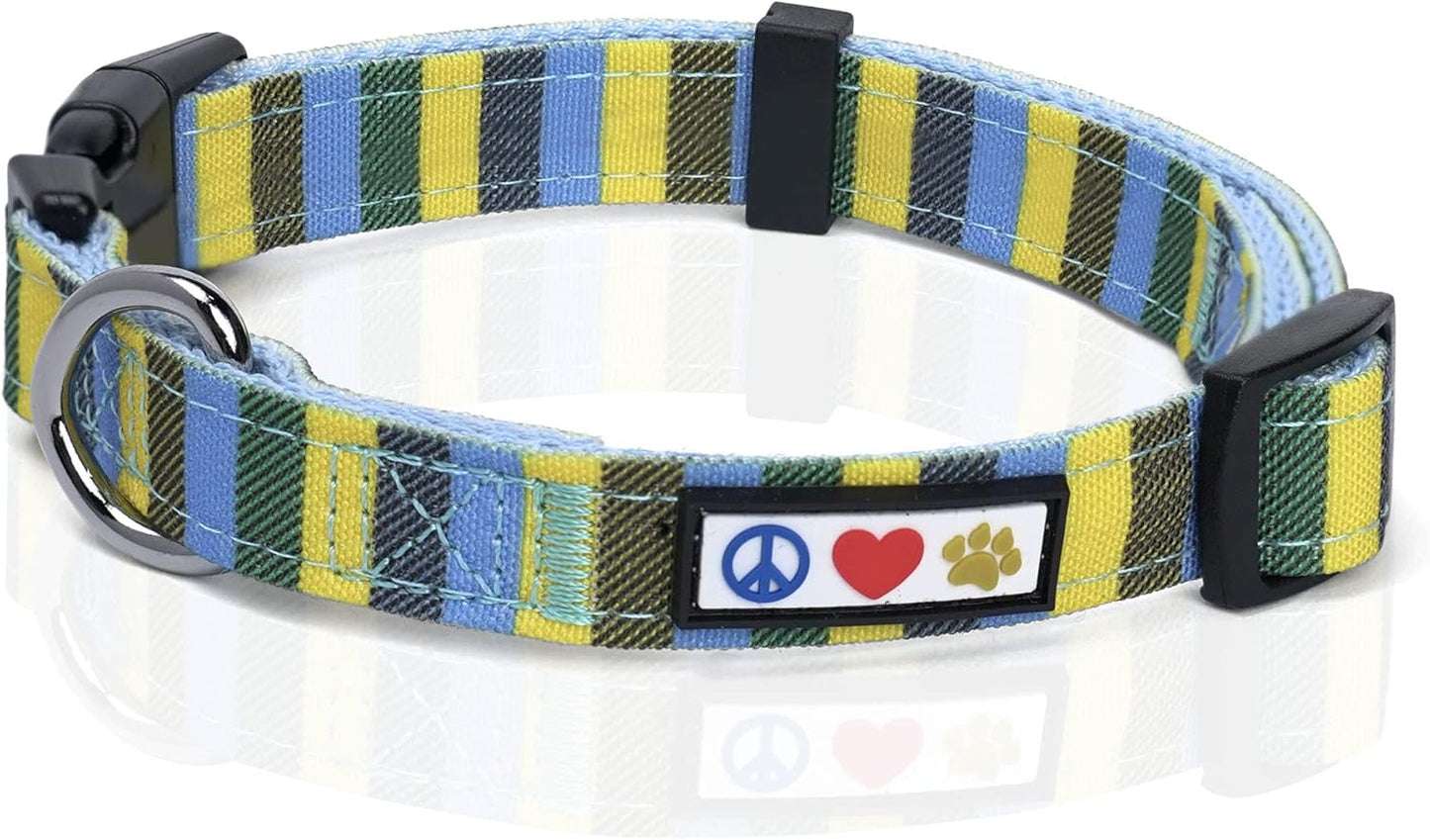 Pet Soft Adjustable Solid Color Nylon Puppy/Dog Collar Personalized Customizable Dog Collar Embroidered Customize w Pet Name & Phone Number X-Small Blue/Green/Yellow