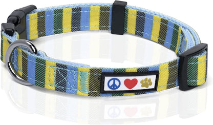 Pet Soft Adjustable Solid Color Nylon Puppy/Dog Collar Personalized Customizable Dog Collar Embroidered Customize w Pet Name & Phone Number X-Small Blue/Green/Yellow