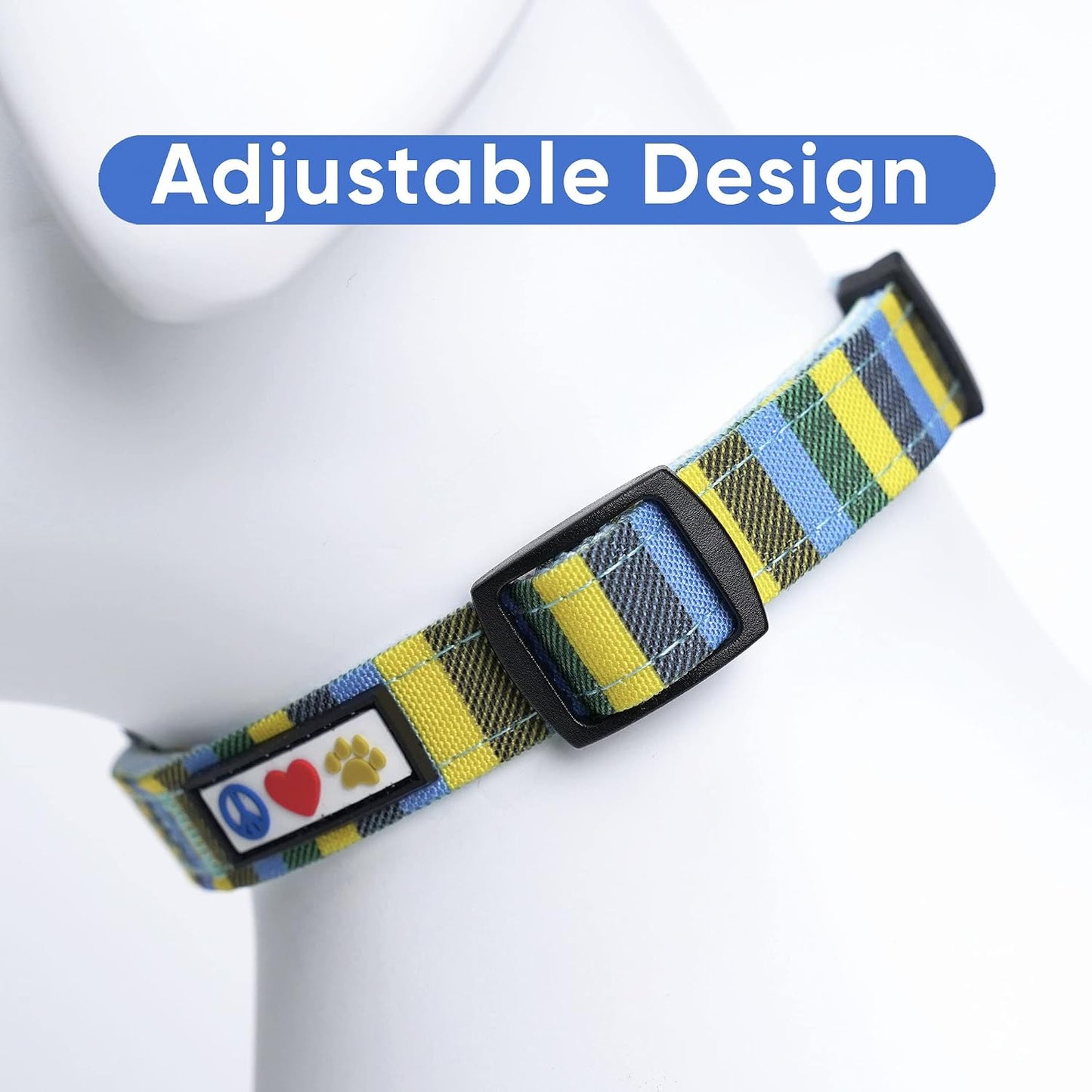 Pet Soft Adjustable Solid Color Nylon Puppy/Dog Collar Personalized Customizable Dog Collar Embroidered Customize w Pet Name & Phone Number X-Small Blue/Green/Yellow