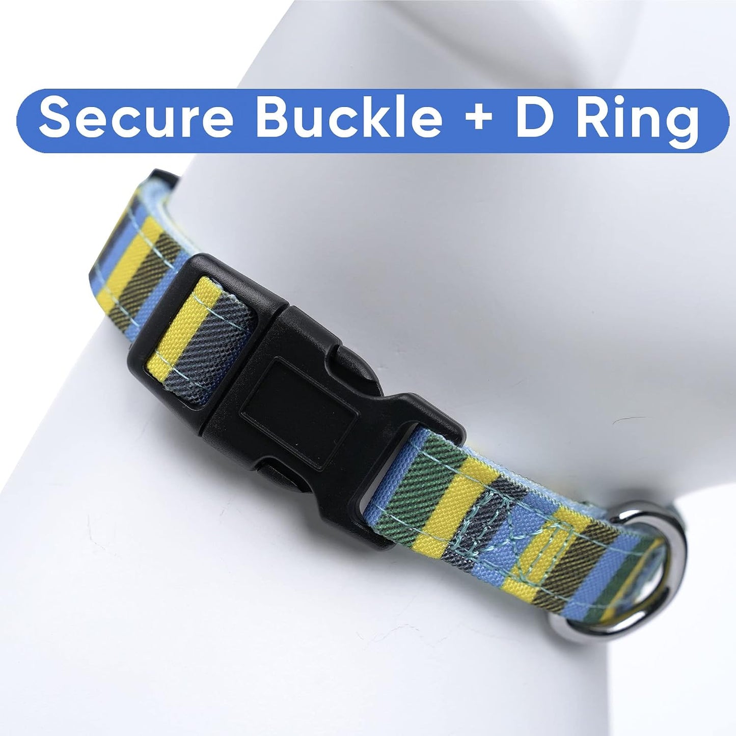 Pet Soft Adjustable Solid Color Nylon Puppy/Dog Collar Personalized Customizable Dog Collar Embroidered Customize w Pet Name & Phone Number X-Small Blue/Green/Yellow