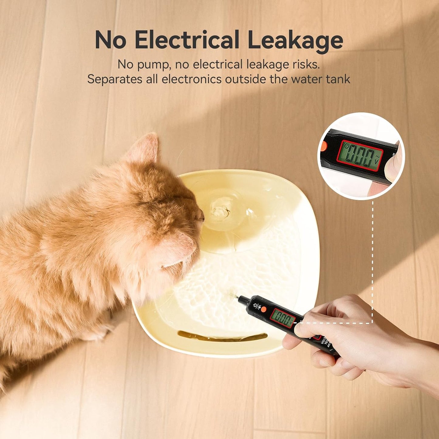 Cheerble Pumpless Cat Water Fountain, 2L/67oz Automatic Pet Fountain, Elfin E1 Lite Cat Fountain for Drinking, MagDrive™ Technology, Continuous Flow Mode, BPA-Free (Yellow, E1 Lite)