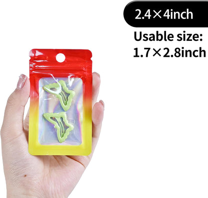 Resealable Mylar Pouch Bag Great for Office Home Party Favor Food Storage (100PCS, Red and Yellow Color, 2.4 x 4 inch)